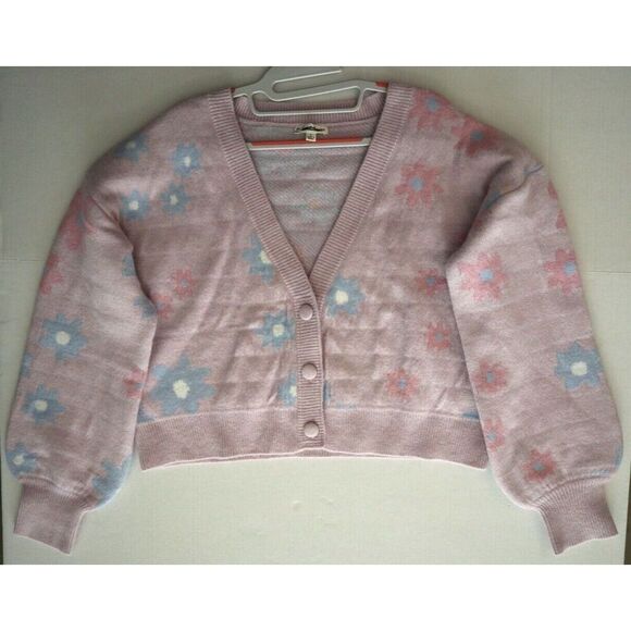 For Love & Lemons Women's Sz Large Lavender Puff Sleeve Willow Cropped Sweater - Picture 8 of 11